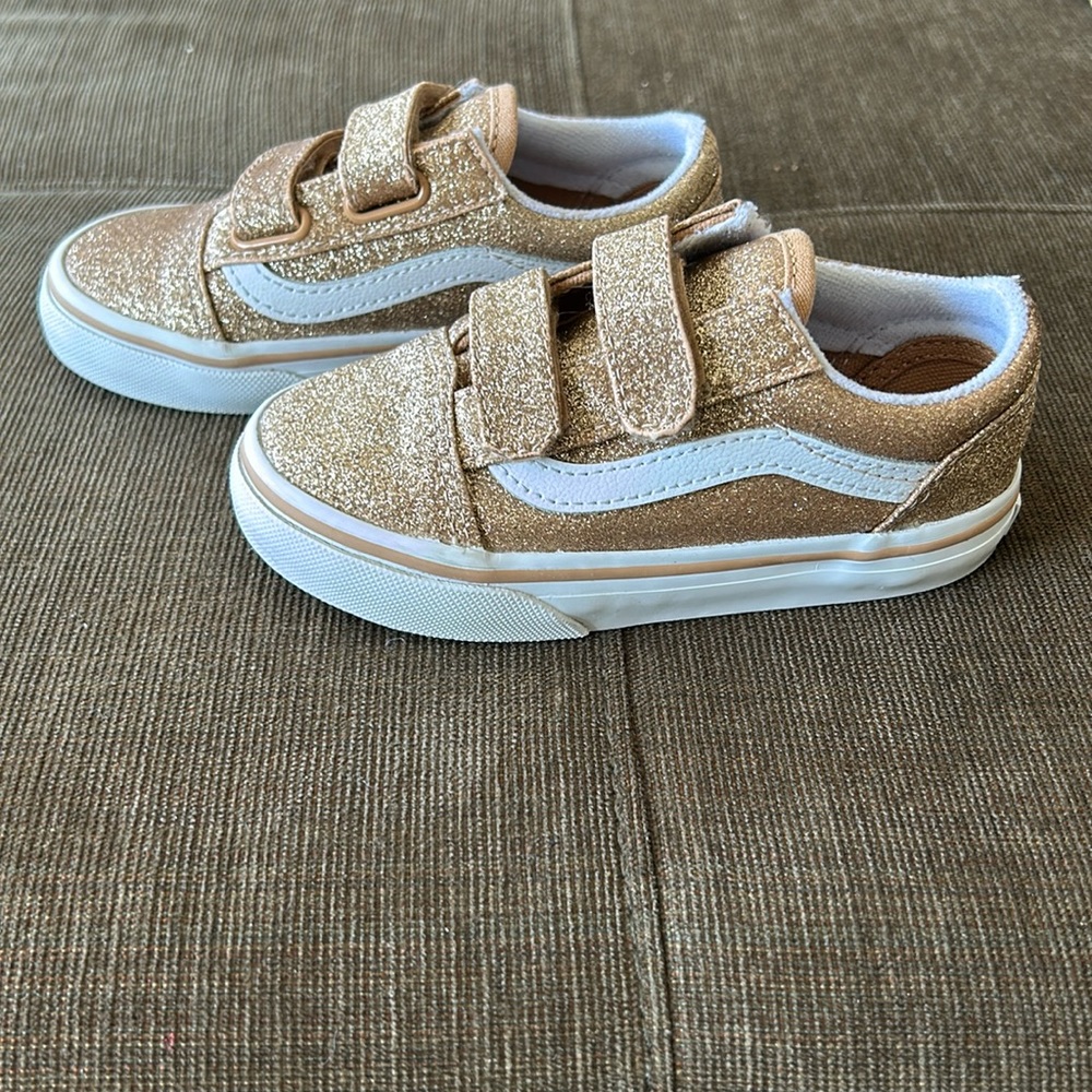 Vans toddler gold glitter Velcro sneakers